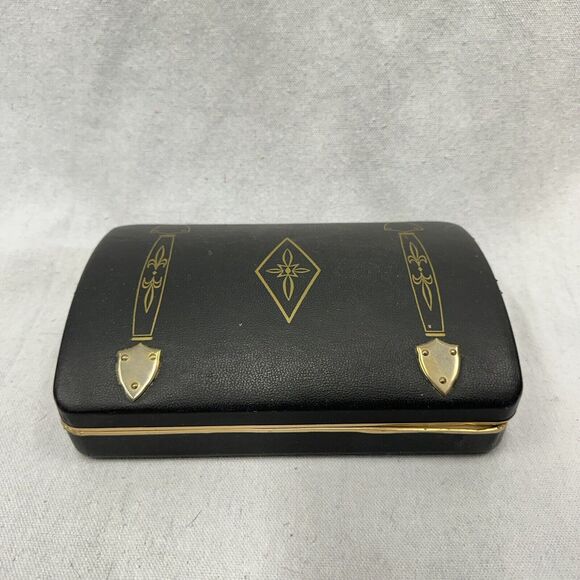 Vintage Shields Men's Accessory Jewelry Case Organizer Faux Leather Red Velvet - Picture 2 of 15